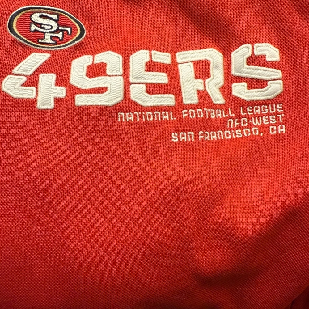 Vintage NFL Onfiled Reebok 49ers Red and Black Men's Hoodie Sweatshirt - Picture 16 of 16